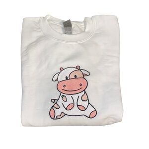 Pink Cow Embroidered design pullover size small NWOT
